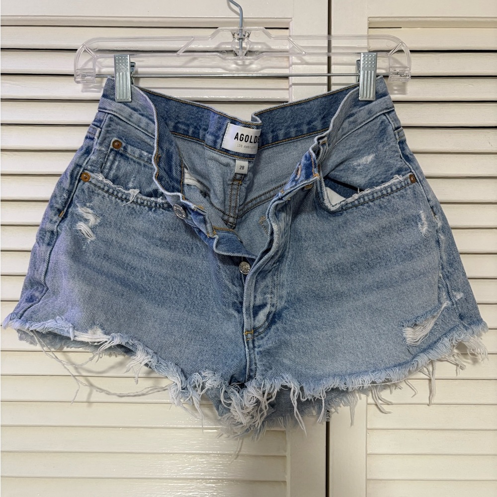 AGOLDE Parker Vintage Cutoff Jean Shorts - Light Blue (Swapmeet)